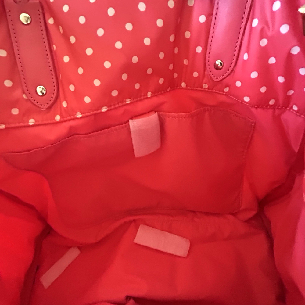 Kate Spade Everything Puffy Dots Large Tote Pink White 15x12x8 Travel Shopping - Picture 10 of 12